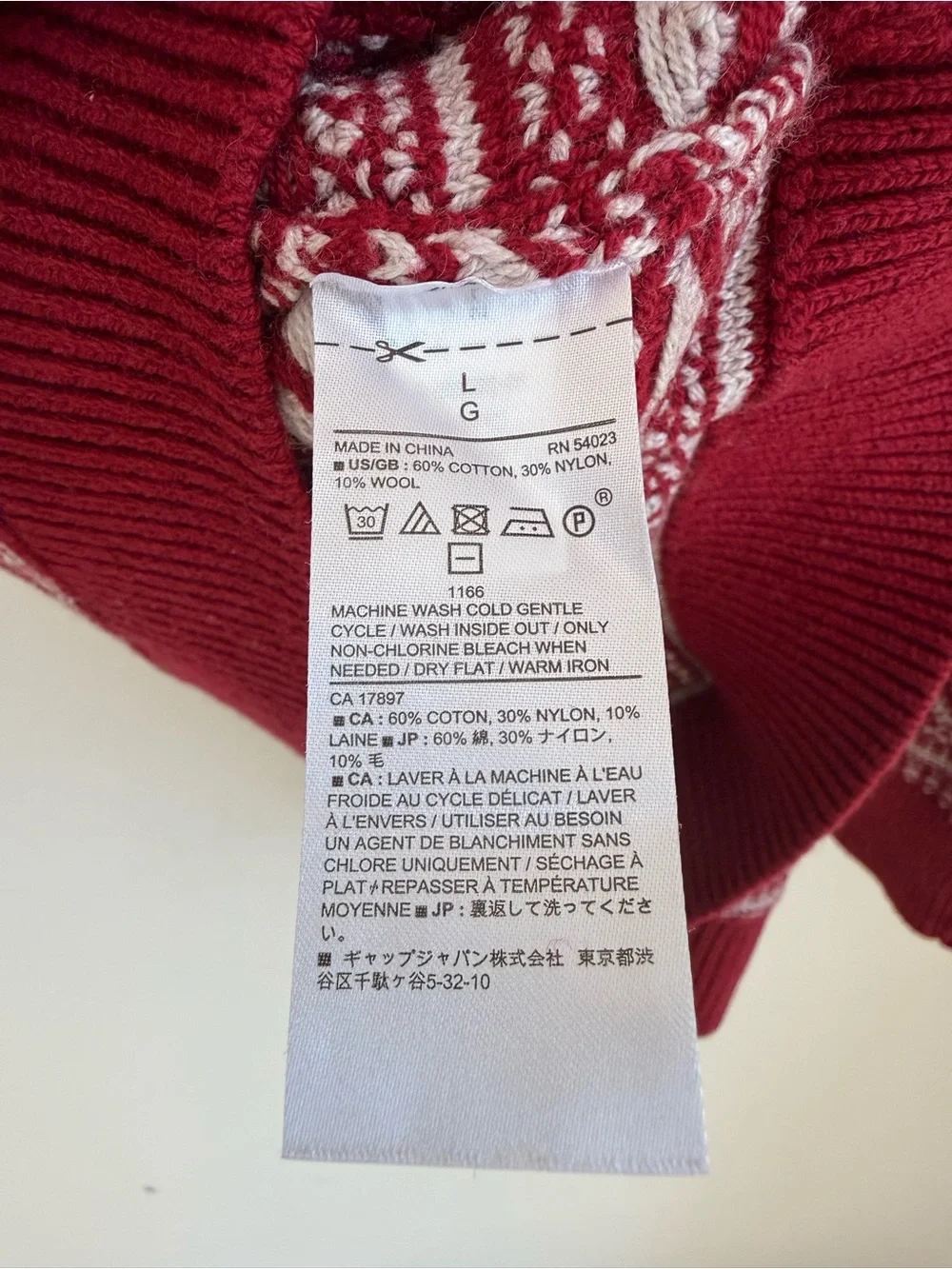 Banana Republic Red and White Fair Isle Crewneck Sweater